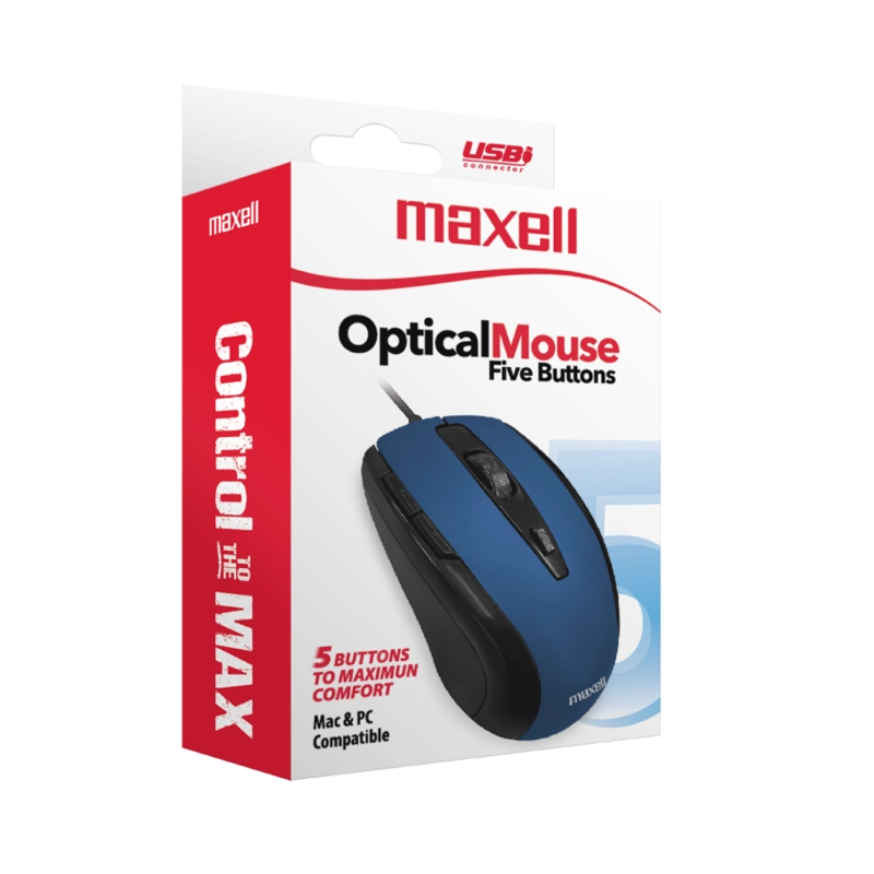 MOUSE OPTICO 5 BOTONES CON CABLE USB MOWR-105 MAXELL AZUL - 4