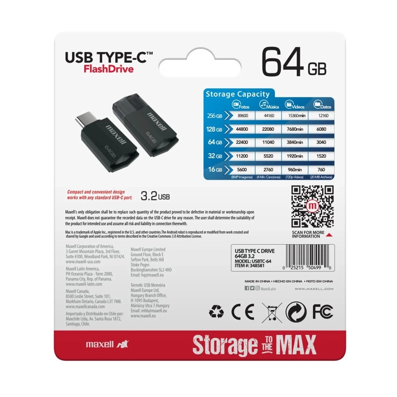 PENDRIVE MAXELL USBTC TIPO C 64GB 3.2 NEGRO - 2