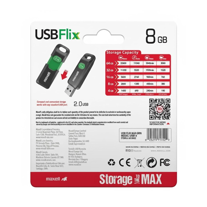 PENDRIVE MAXELL USB FLIX 8GB 2.0 - 2