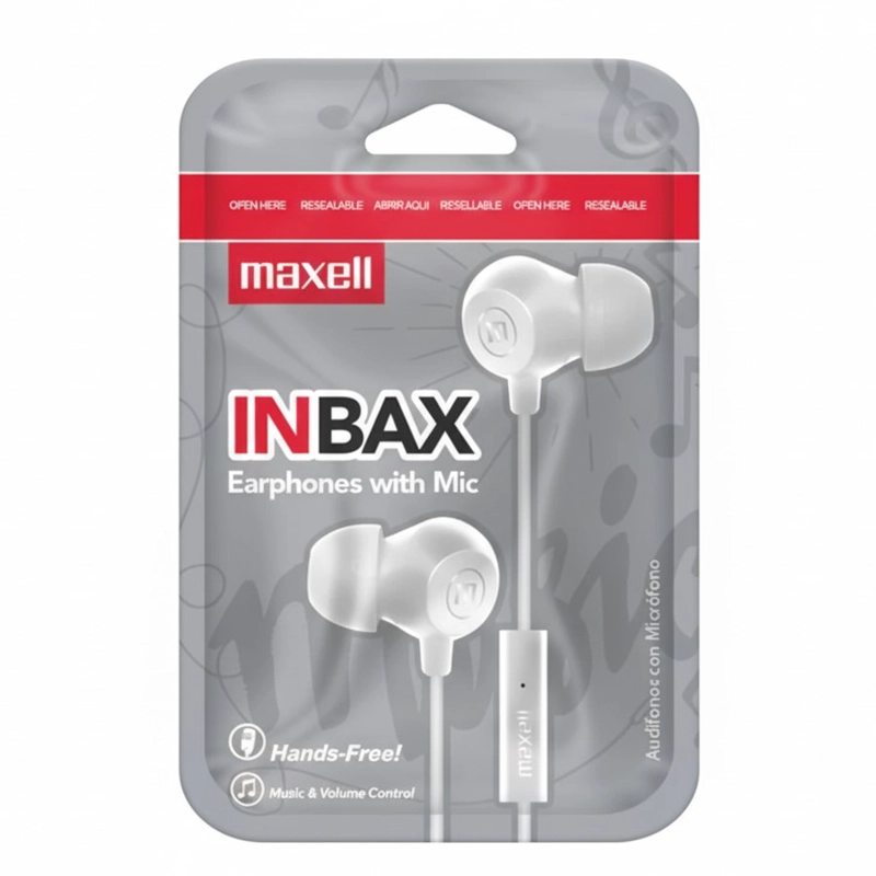 AUDIFONOS MAXELL INBAX CON MIC IN EAR 3.5MM BLANCO - 3
