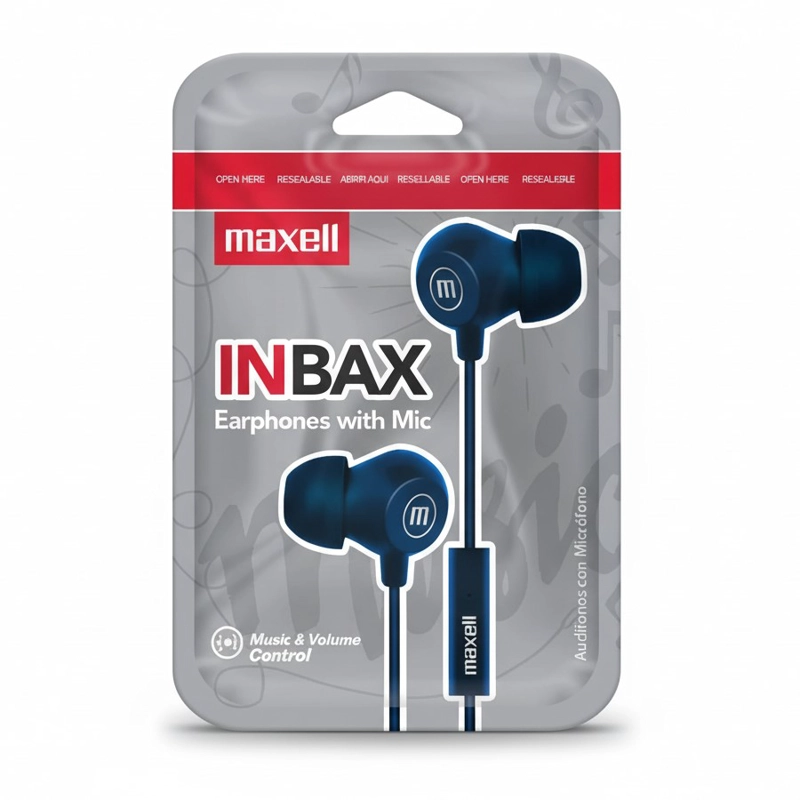 AUDIFONOS MAXELL INBAX CON MIC IN EAR 3.5MM AZUL - 3