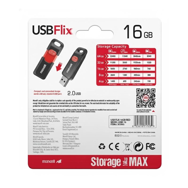 PENDRIVE MAXELL USB FLIX 16GB 2.0 - 2