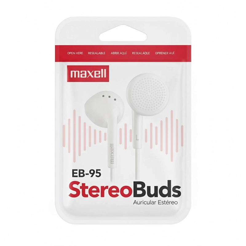 AUDIFONO STEREO BUDS MAXELL EB-95 JACK 3.5MM BLANCO - 3