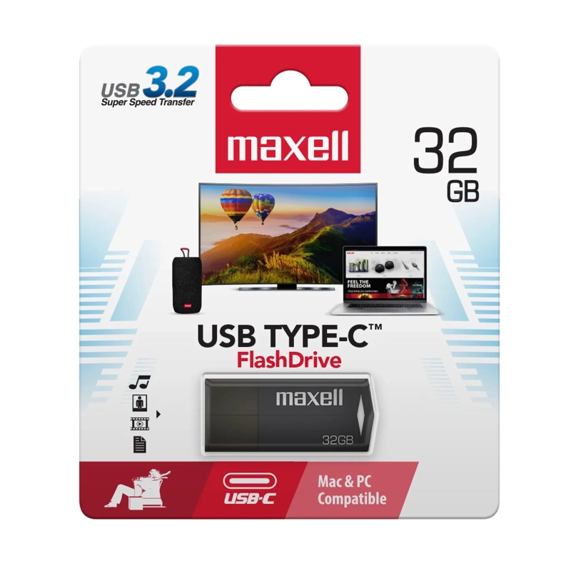 PENDRIVE MAXELL USBTC TIPO C 32GB 3.2 NEGRO - 1