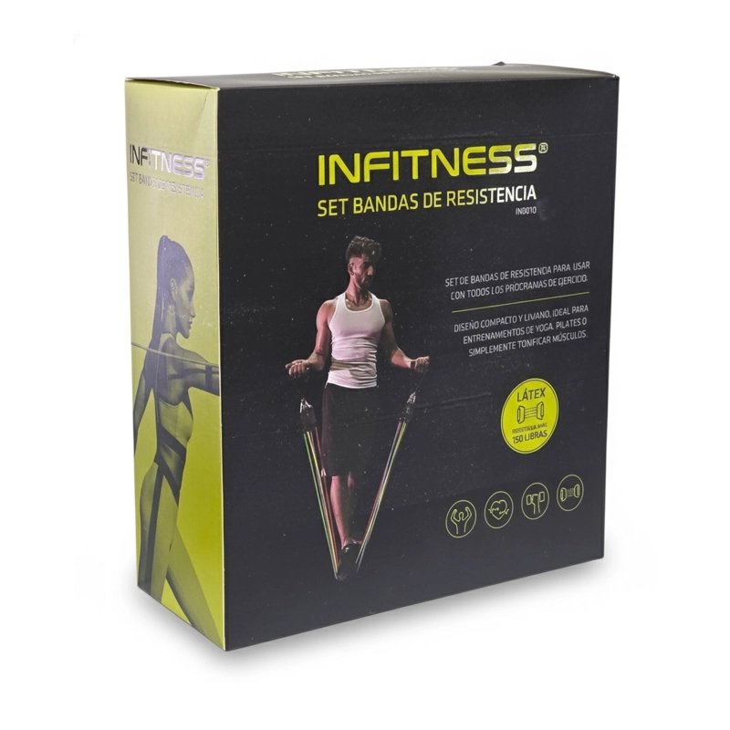 PACK 5 BANDAS ELASTICAS MULTICOLOR INFITNESS IN0010 150LB - 3