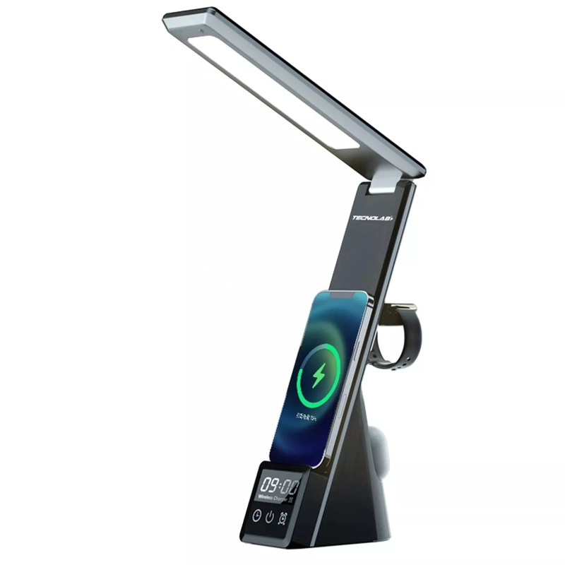 TECNOLAB LAMPARA ESCRITORIO 4 EN 1+ CARGADOR INALAMBRICO QI TECNOLAB
