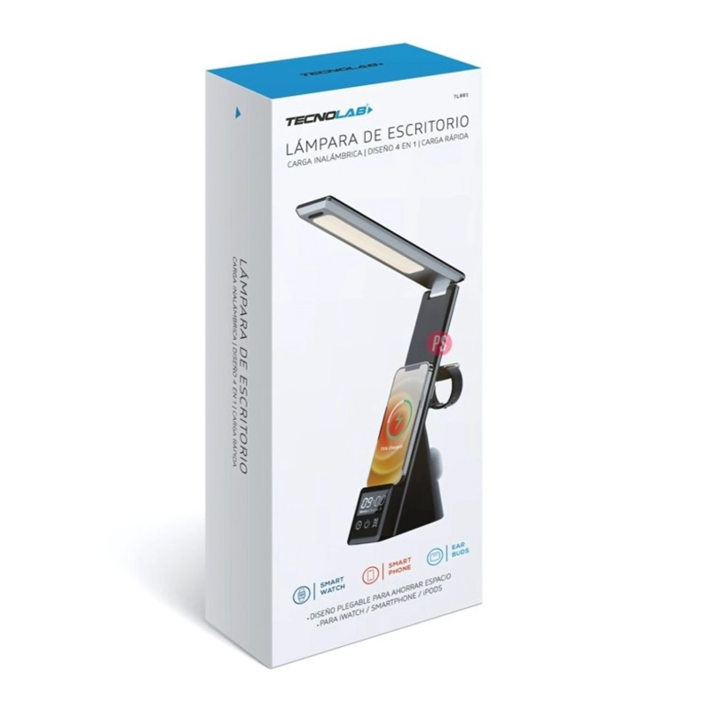 LAMPARA ESCRITORIO 4 EN 1+ CARGADOR INALAMBRICO QI TECNOLAB - 6