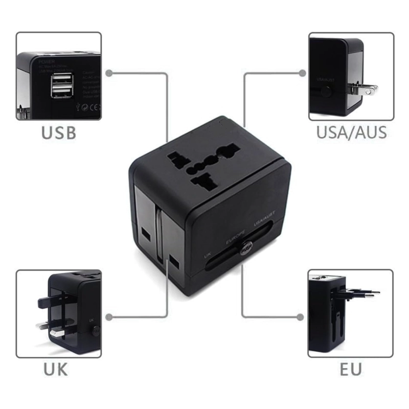 ADAPTADOR UNIVERSAL DE VIAJE 2 USB PROADAPTOR TL354 TECNOLAB - 5
