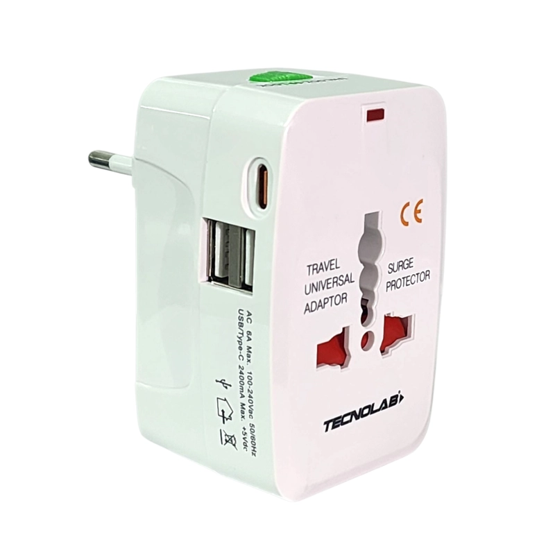 ADAPTADOR ENCHUFE UNIVERSAL VIAJE VOLTWORLD TL777 TECNOLAB - 1
