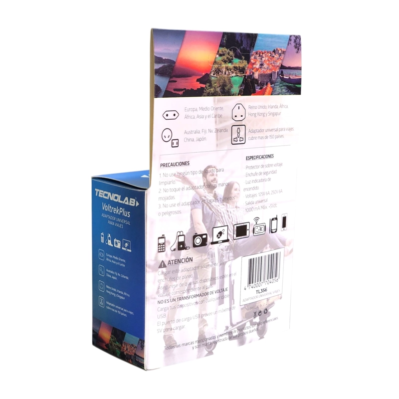 ADAPTADOR UNIVERSAL DE VIAJE VOLTREK PLUS TL356 TECNOLAB - 5