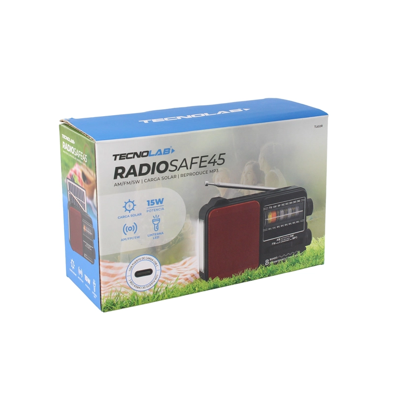 RADIO PORTATIL SOLAR AM FM SW LED 15W TL653R TECNOLAB ROJO - 6