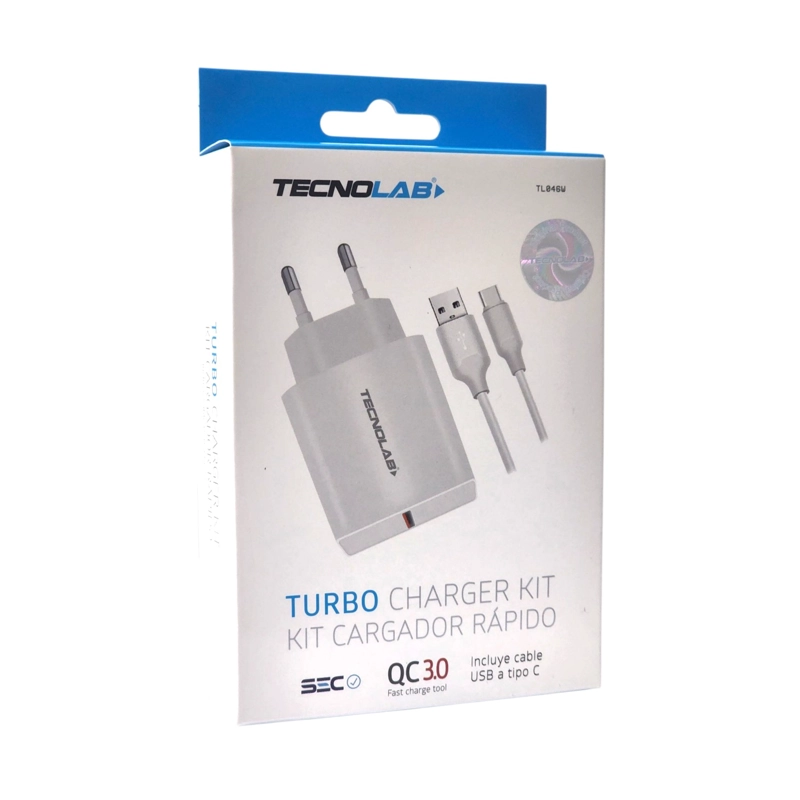 CARGADOR RAPIDO QC 3.0 + CABLE USB A USB-C TL046W TECNOLAB - 5