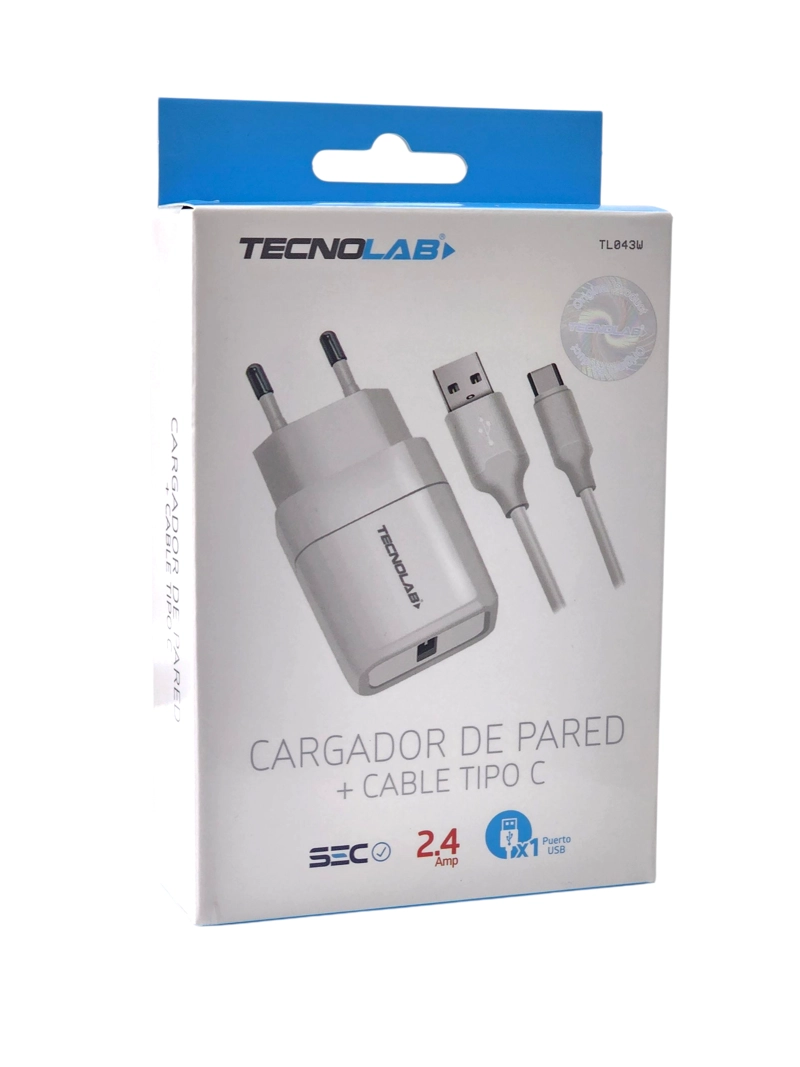 CARGADOR DE PARED 12W + CABLE USB A USB-C TL043W TECNOLAB - 4