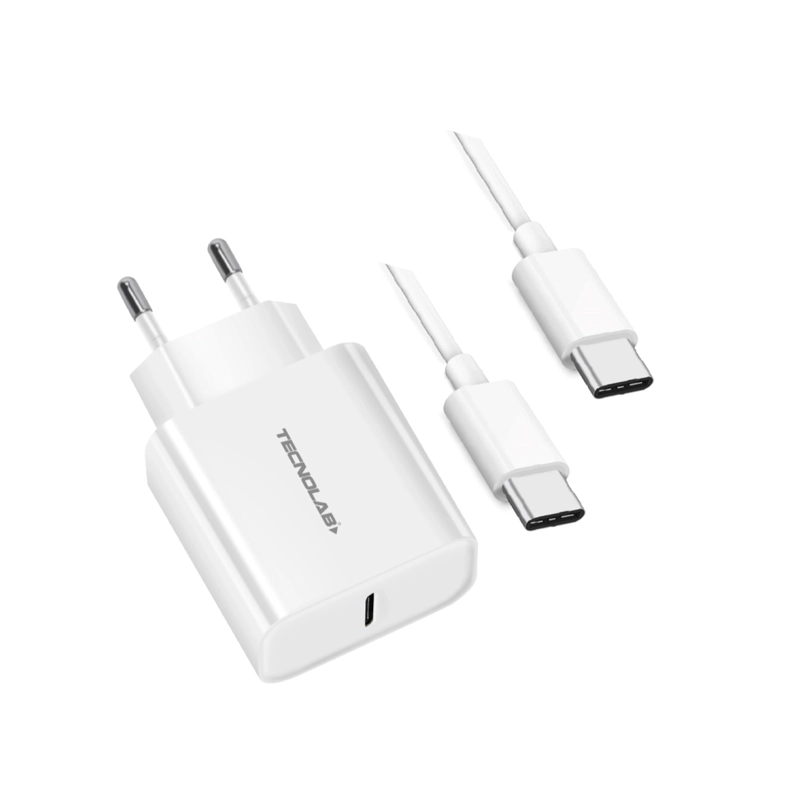 CARGADOR RAPIDO 3.0 18W + CABLE USB-C A USB-C TL094 TECNOLAB - 1