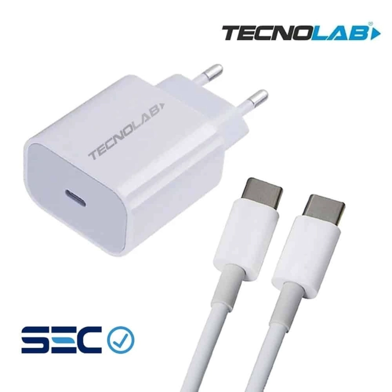 CARGADOR RAPIDO 3.0 18W + CABLE USB-C A USB-C TL094 TECNOLAB - 3