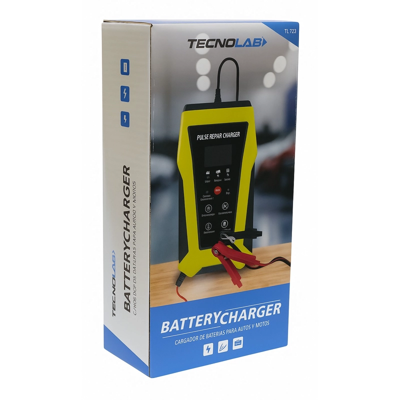 CARGADOR BATERIAS TECNOLAB AUTOS Y MOTOS 12V TL723 - 4