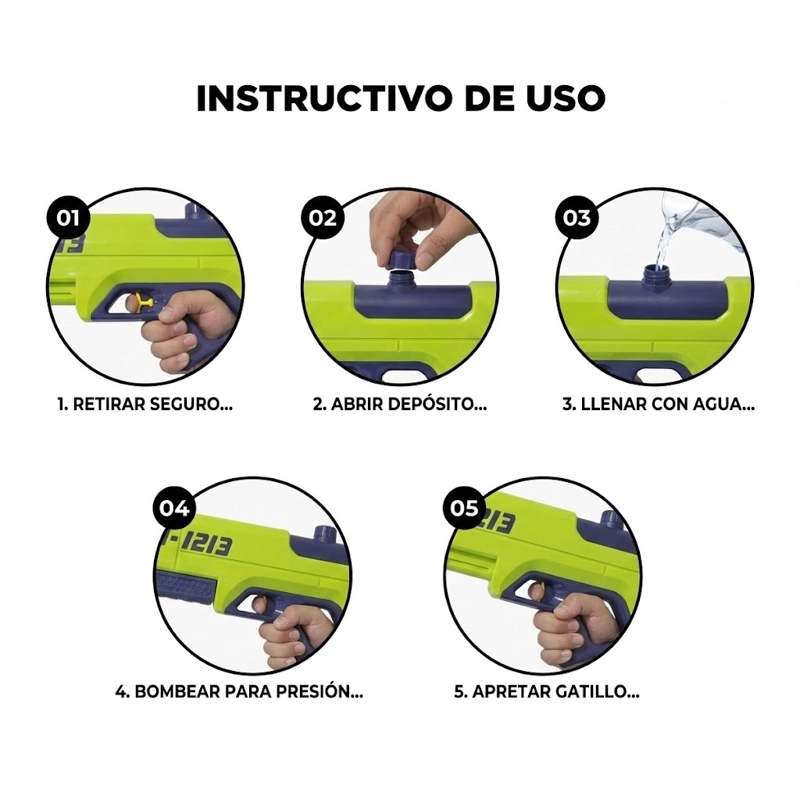 JUGUETE PISTOLA LANZA AGUA DOBLE CHORRO 400ML DBG1604G - 5