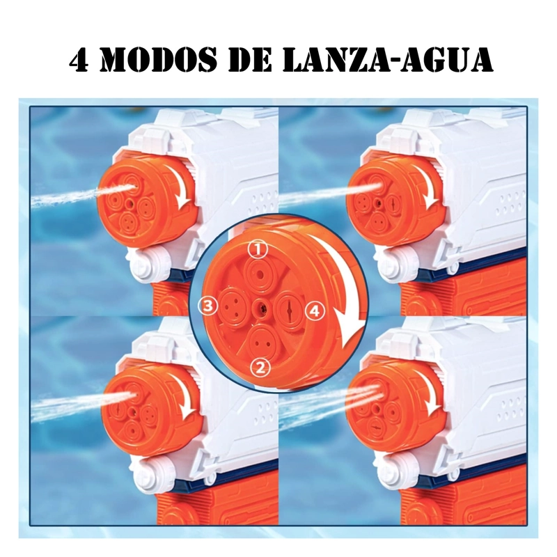 JUGUETE PISTOLA LANZA AGUA 4 CHORROS TANQUE 890ML DBG1632 - 6