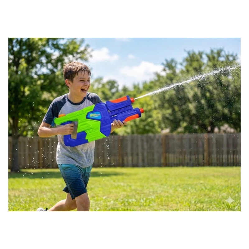 JUGUETE PISTOLA LANZA AGUA DOBLE CAÑON 890ML DBG1633 - 5
