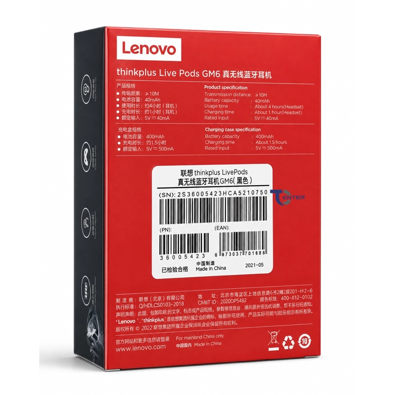 AUDIFONOS BT LENOVO THINKPLUS LIVEPODS GM6 NEGRO - 4