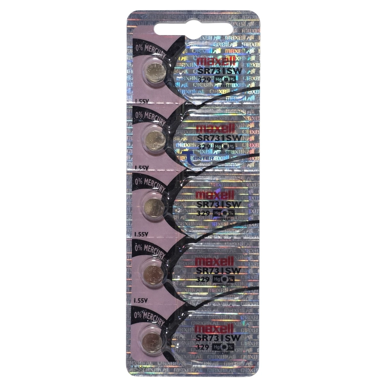 PACK 5 PILAS SR731SW (329) 1.55V MAXELL TIPO BOTON HOLOGRAMA - 1