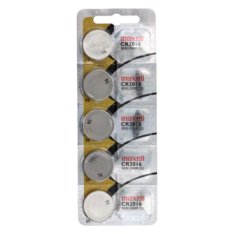 PACK 5 PILAS CR 2016 3V MAXELL TIPO BOTON HOLOGRAMA - 1