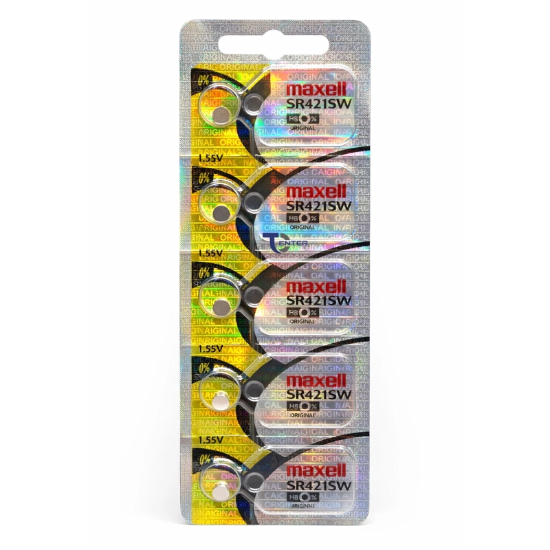 PACK 5 PILAS SR421SW (348) 1.55V MAXELL TIPO BOTON HOLOGRAMA - 1