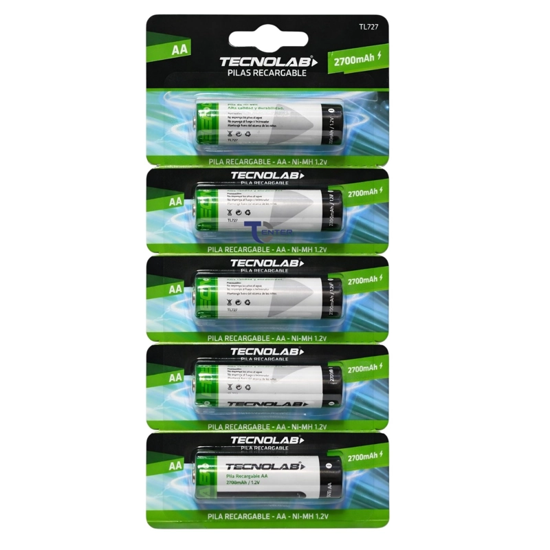 PACK 5 PILAS RECARGABLES AA TECNOLAB 2700MHA TL727 - 1