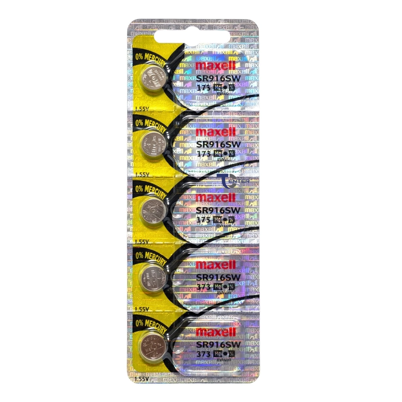 PACK 5 PILAS SR916SW (373) 1.55V MAXELL TIPO BOTON HOLOGRAMA - 1