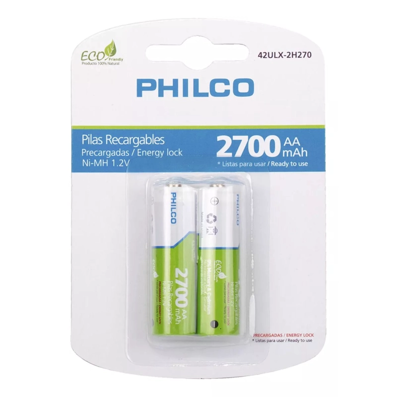 PACK 2 PILAS RECARGABLES AA PHILCO 2700MHA - 1