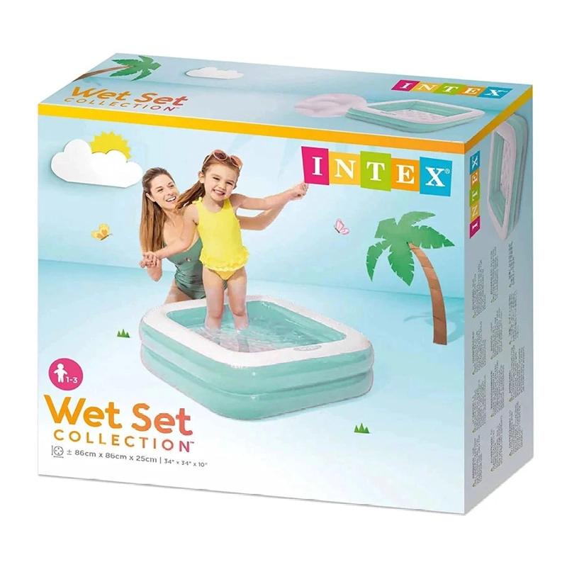 PISCINA INFLABLE PARA NIÑOS INTEX 86X86X25CM 57100NP CELESTE - 3