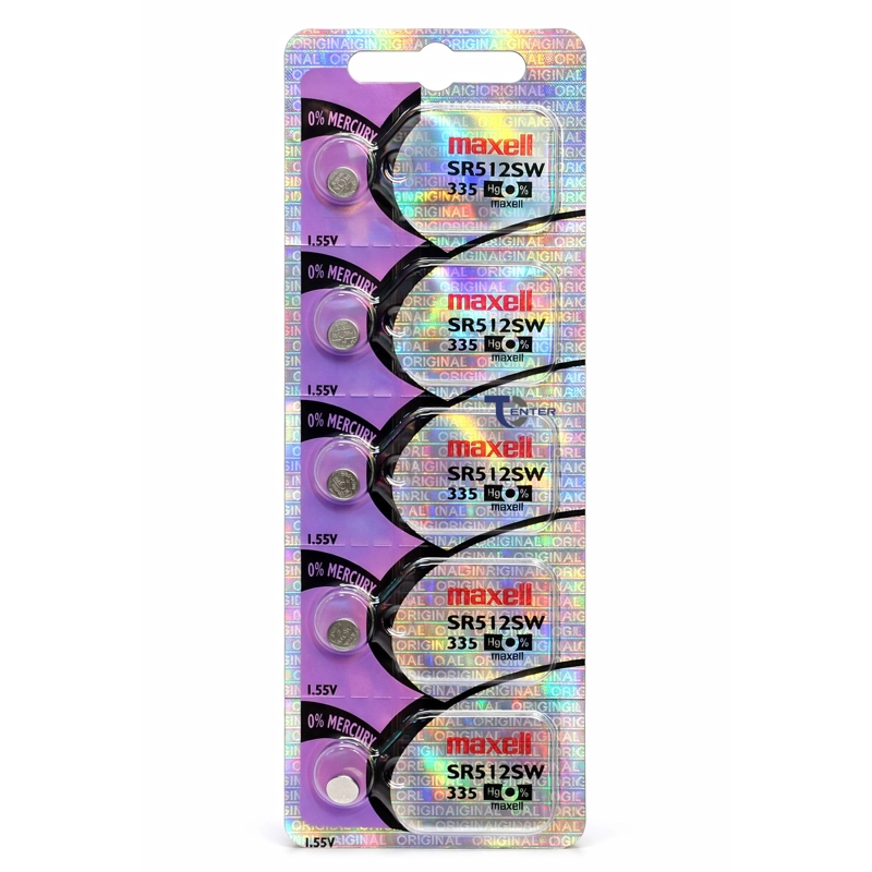 PACK 5 PILAS SR512SW (335) 1.55V MAXELL TIPO BOTON HOLOGRAMA - 1