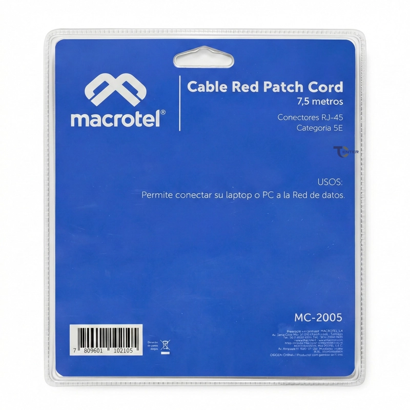 CABLE DE RED MACROTEL 7,5 MTS PATCH CORD UTP CAT 5E MC-2005 - 2