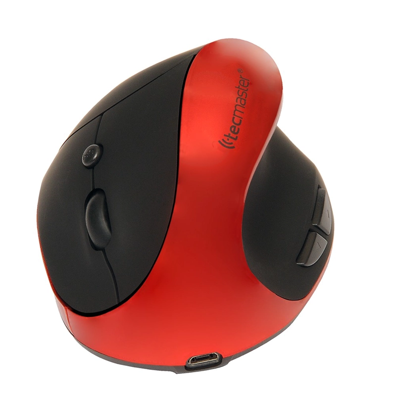 MOUSE ERGONOMICO TECMASTER INALAMBRICO RECARGABLE NEGRO/ROJO - 2
