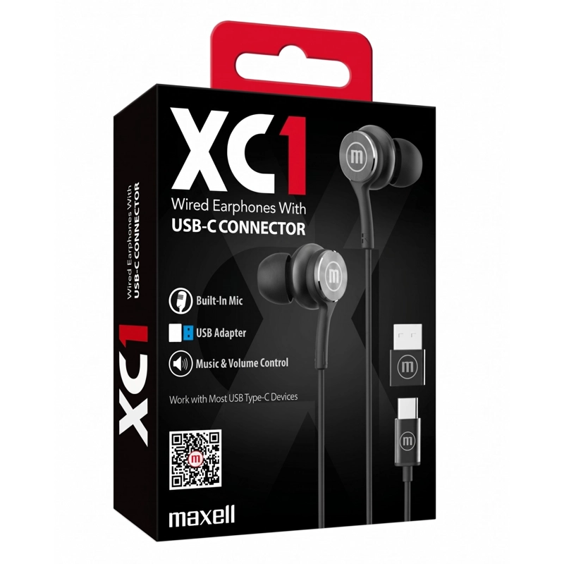 AUDIFONOS MAXELL XC1 TIPO C CON ADAPTADOR USB NEGRO - 4