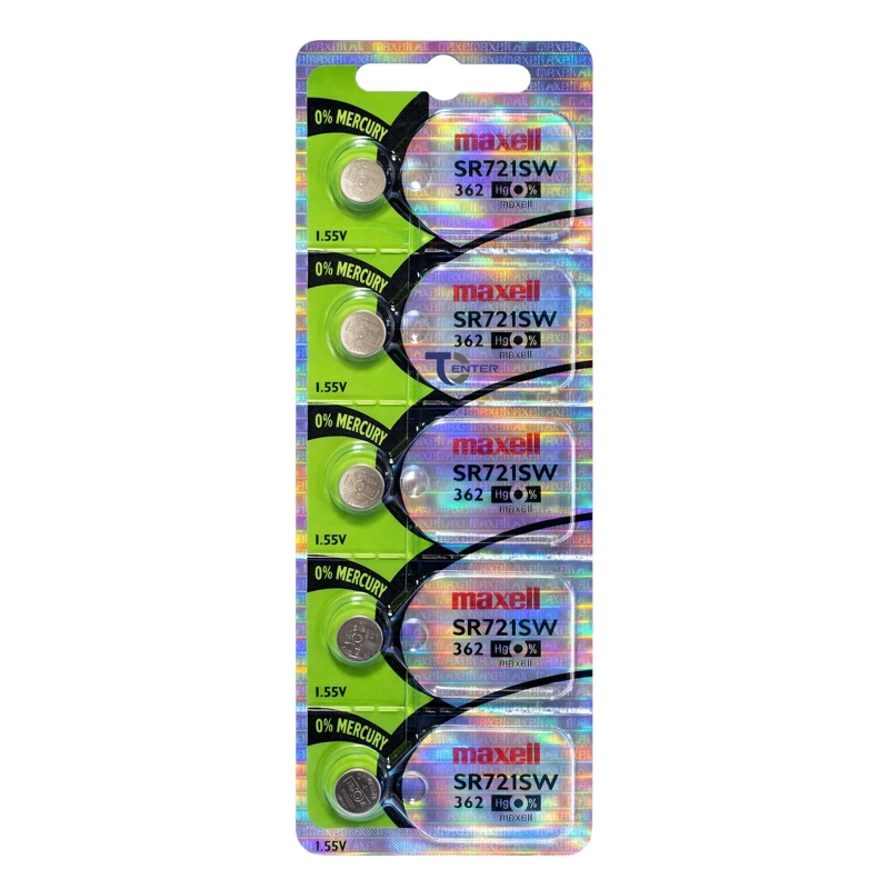 PACK 5 PILAS SR721SW (362) 1.55V MAXELL TIPO BOTON HOLOGRAMA - 1