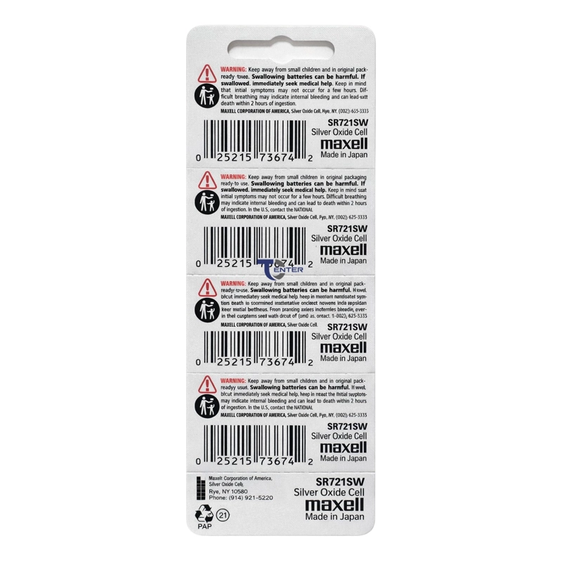 PACK 5 PILAS SR721SW (362) 1.55V MAXELL TIPO BOTON HOLOGRAMA - 2