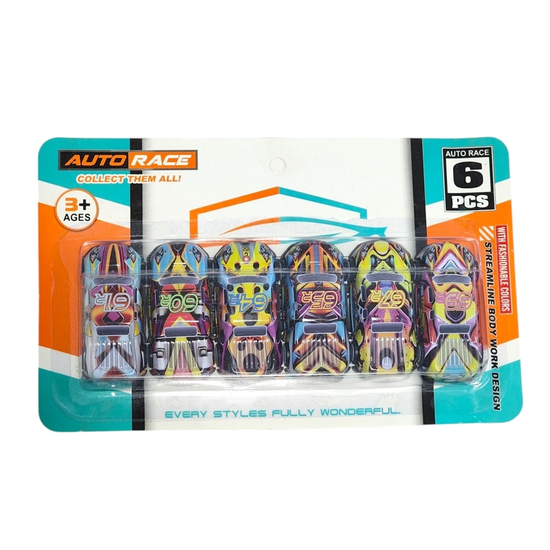 SET 6 AUTITOS MULTICOLOR AUTO RACE 55254 - 1