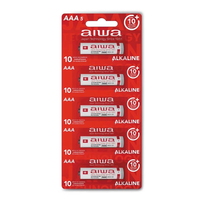 PACK 5 PILAS ALCALINAS AAA AIWA LR03 TIRA - 2