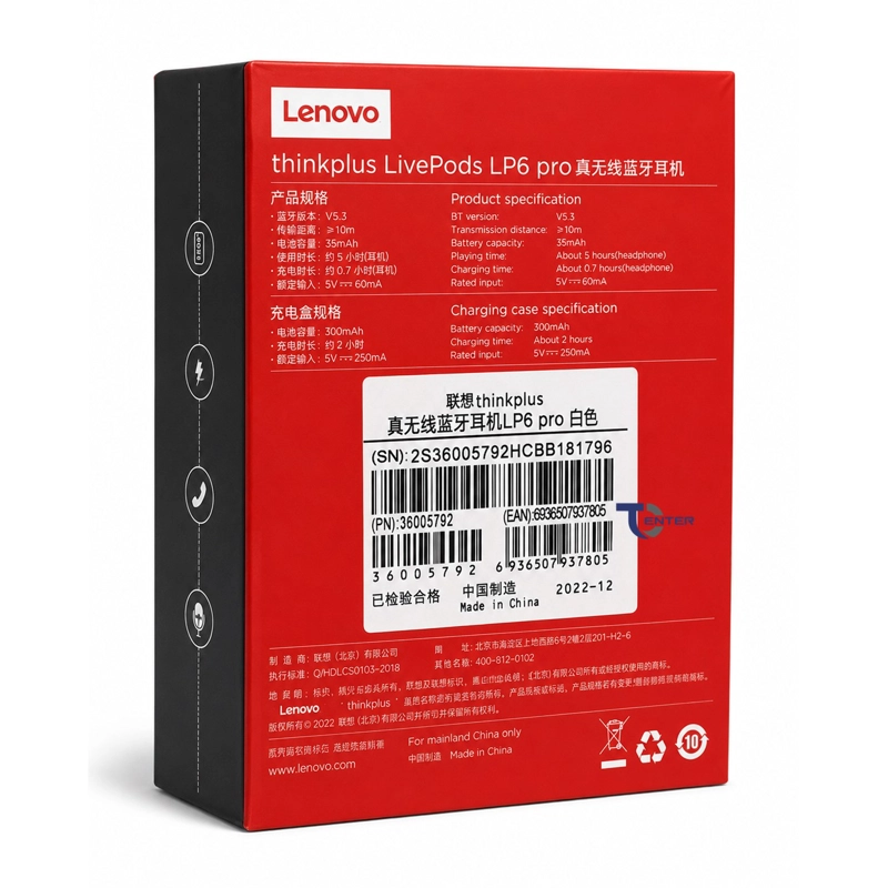 AUDIFONOS BT LENOVO THINKPLUS LIVEPODS LP6 PRO BLANCOS - 5