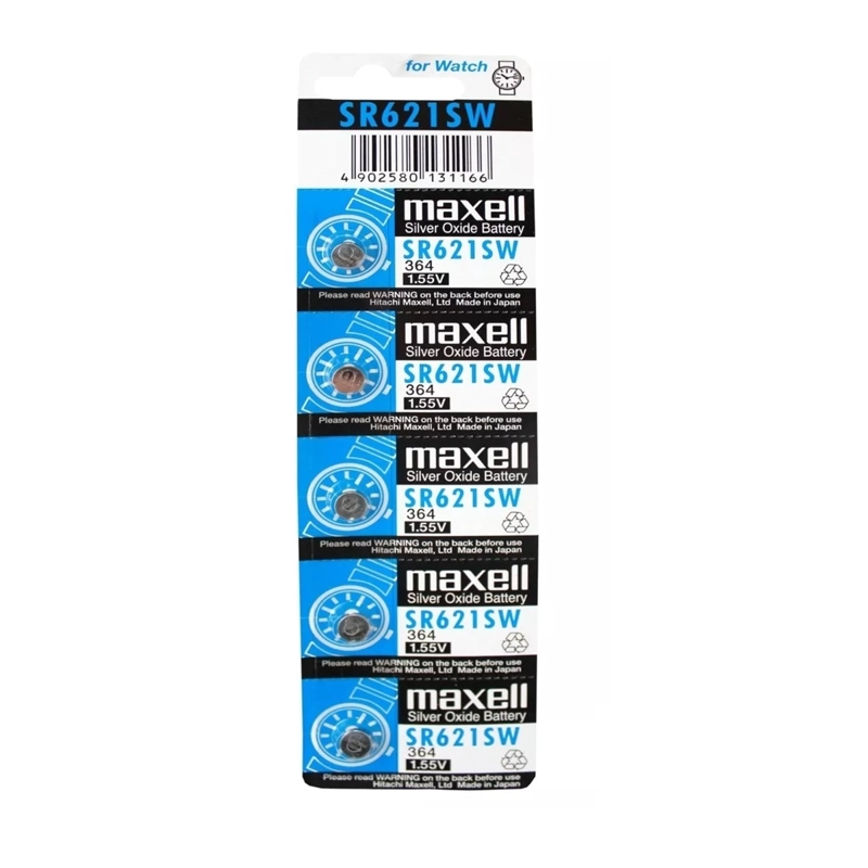 PACK 5 PILAS MAXELL BOTON SR621SW AG1 1.55V - 1