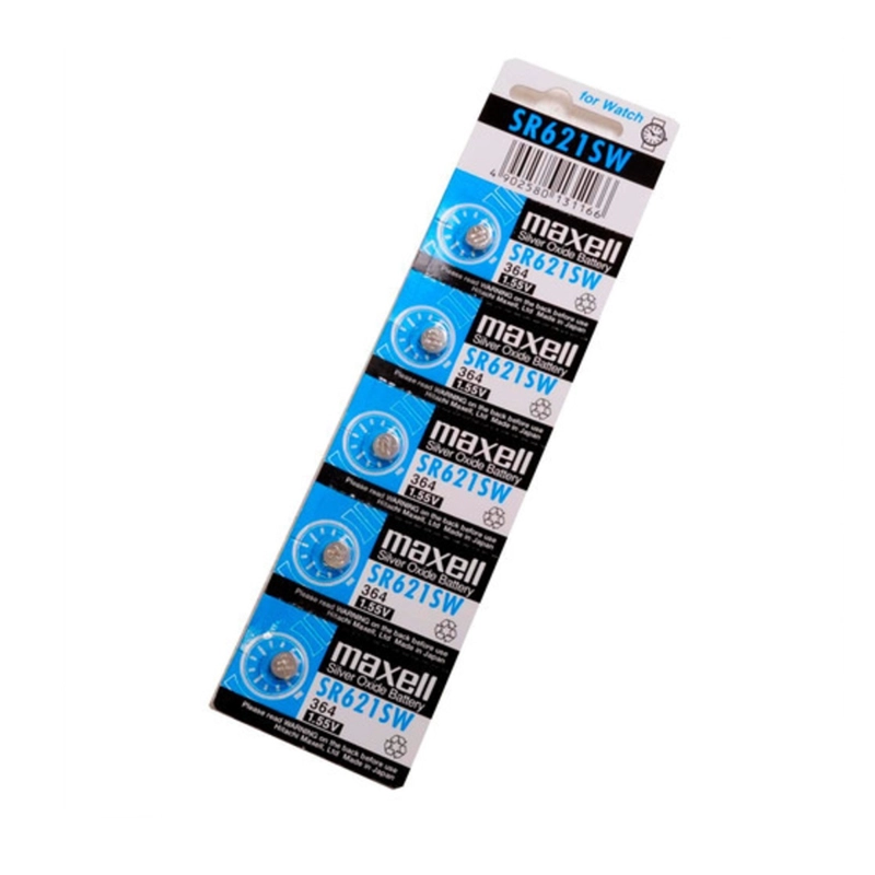 PACK 5 PILAS MAXELL BOTON SR621SW AG1 1.55V - 2