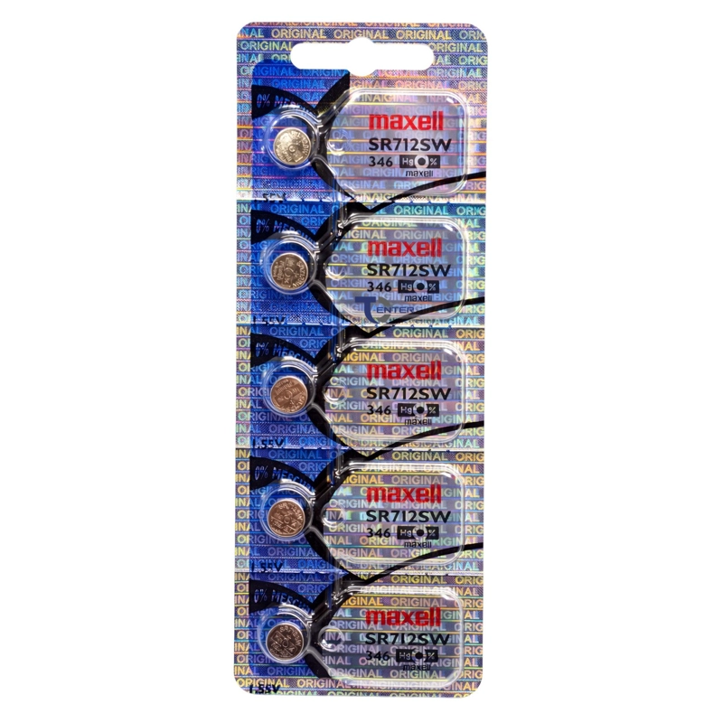 PACK 5 PILAS SR712SW (346) 1.55V MAXELL TIPO BOTON HOLOGRAMA - 1