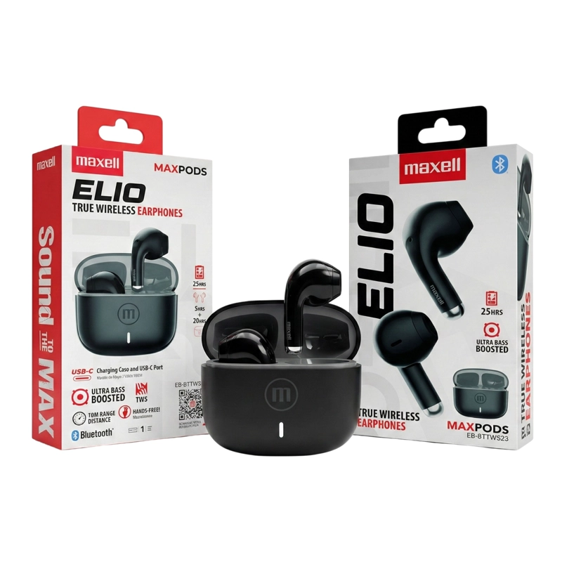 AUDIFONOS INALAMBRICOS BT MAXELL ELIO 12 HORAS NEGRO - 3