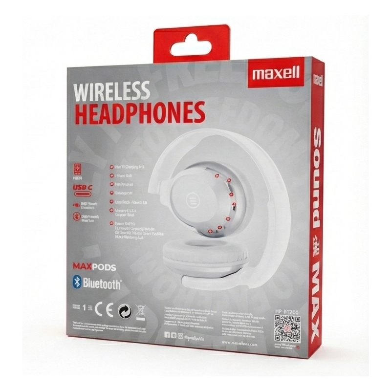 AUDIFONOS INALAMBRICOS MAXELL BT HP-BT200 30 HORAS BLANCO - 3