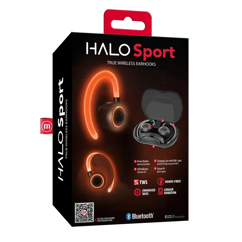 AUDIFONOS DEPORTIVOS INALAMBRICOS BT MAXELL TWS HALO CON ILUMINACION - 3