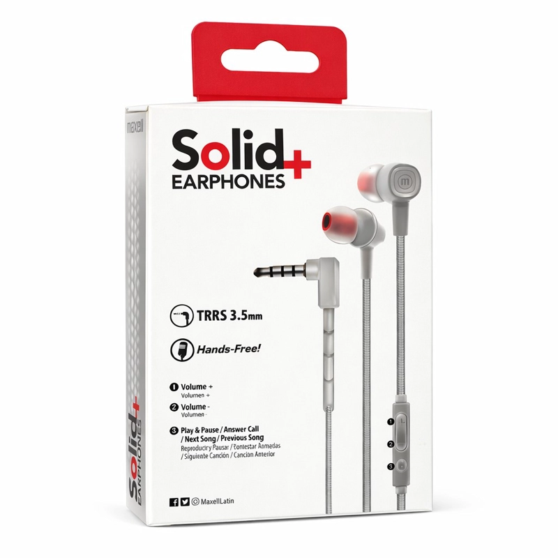 AUDIFONOS MAXELL MANOS LIBRES SIN-8 SOLID JACK 3.5MM BLANCO - 3