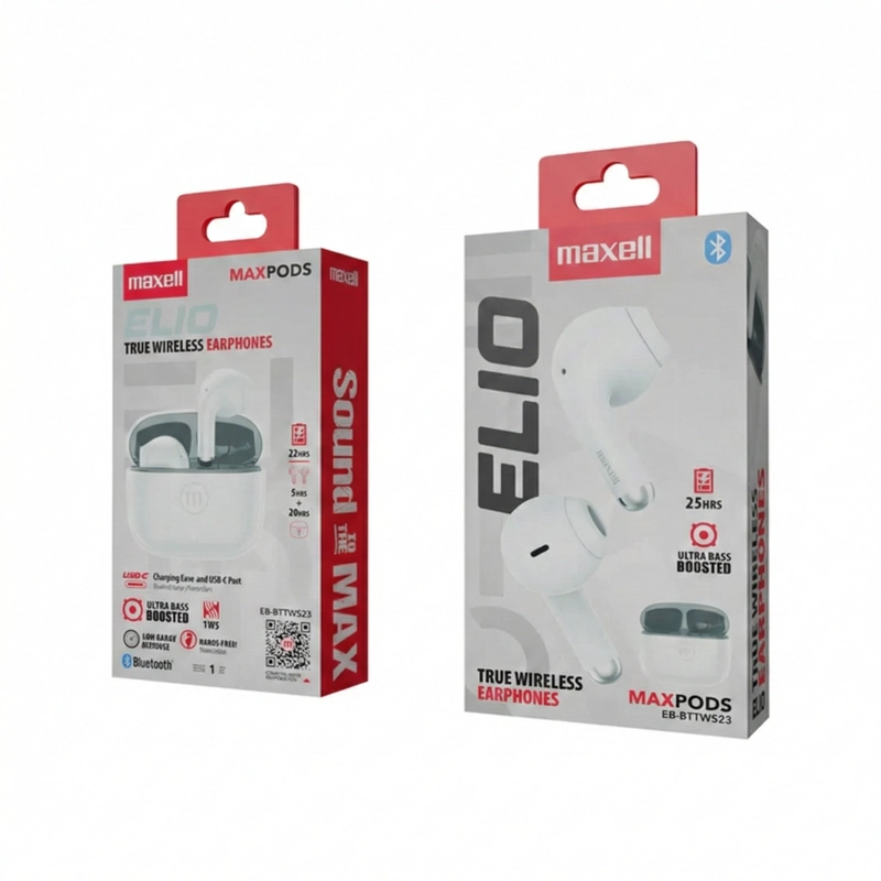 AUDIFONOS INALAMBRICOS BT MAXELL ELIO 12 HORAS BLANCO - 3