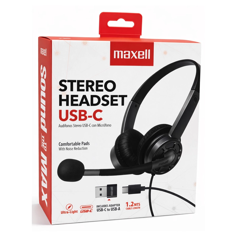 AUDIFONOS MAXELL USB-C/USB CON MICROFONO HS-HMIC - 4