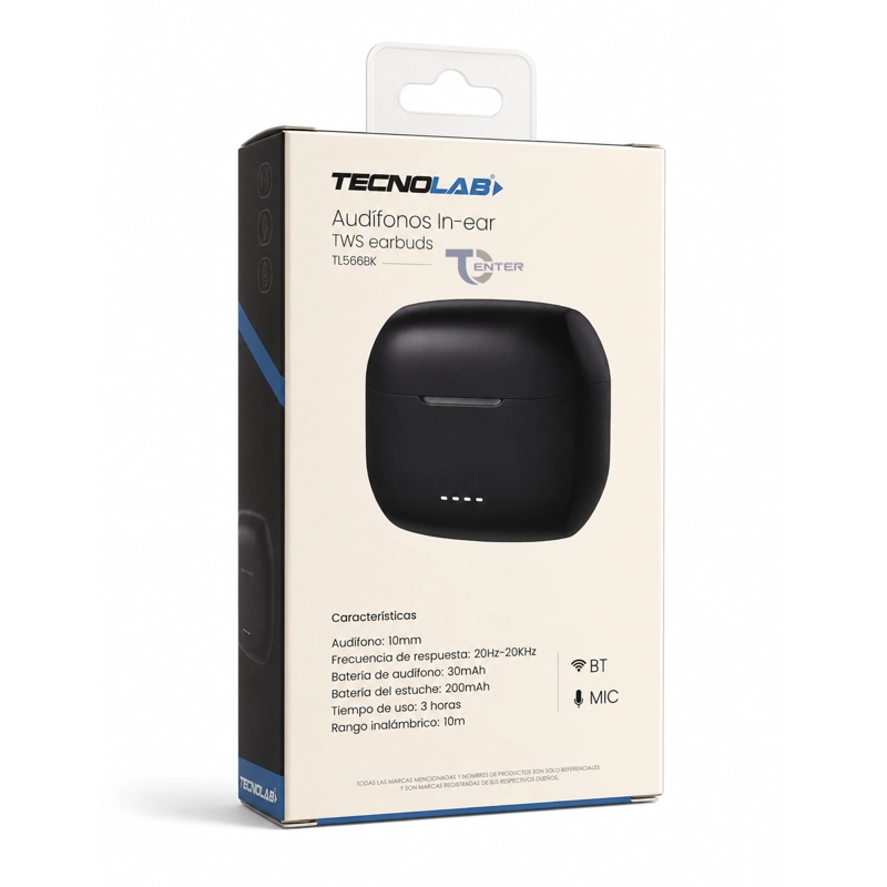 AUDIFONOS INALAMBRICOS BT IN-EAR TECNOLAB TL566BK NEGRO - 4